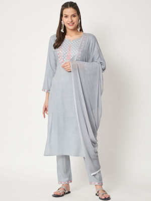 Tela Bonita Embroidered Kurta, Trouser/Pant & Dupatta Set