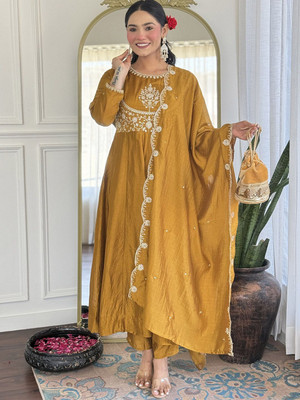 HB VENTURE Embroidered Anarkali Kurta, Bottom & Dupatta Set