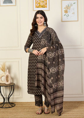 Tasrika Printed Anarkali Kurta, Bottom & Dupatta Set