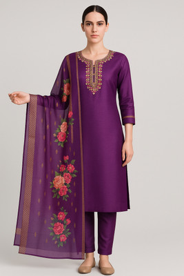 shoecom Embroidered Kurta, Trouser/Pant & Dupatta Set