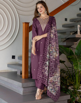 Skylee Embroidered Kurta, Salwar & Dupatta Set