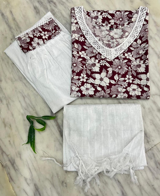 areeb handloom Printed, Embroidered Kurta, Trouser/Pant & Dupatta Set
