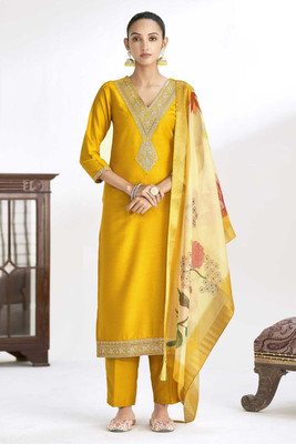 RADHEY Embroidered Kurta, Trouser/Pant & Dupatta Set