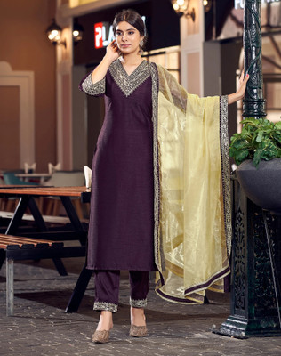 Tasrika Embellished, Embroidered Kurta, Salwar & Dupatta Set