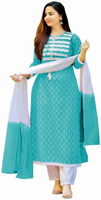 THEAYUSHFASHION Floral Print Kurta, Palazzo & Dupatta Set