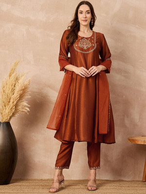 all about you Embroidered Kurta, Trouser/Pant & Dupatta Set
