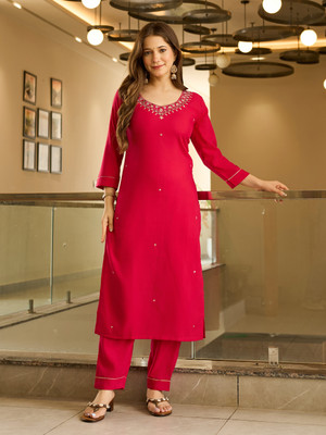 GlimmerGown Embroidered Kurta, Salwar & Dupatta Set