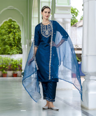 VredeVogel Embroidered Kurta, Trouser/Pant & Dupatta Set