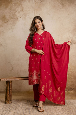 Modern Muse Woven Kurta, Trouser/Pant & Dupatta Set