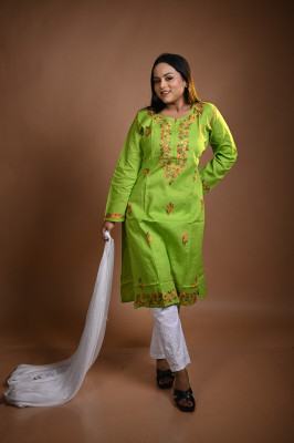 MALKIAT Embroidered Kurta, Trouser/Pant & Dupatta Set