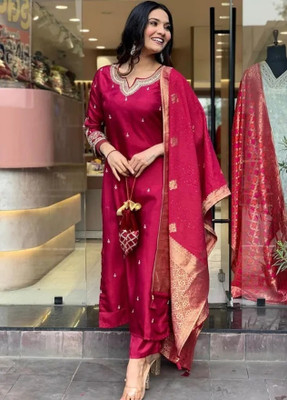 Radhe Fashion Embroidered Kurta, Trouser/Pant & Dupatta Set