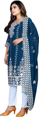 MADHAV WEAVES Embroidered Kurta, Salwar & Dupatta Set
