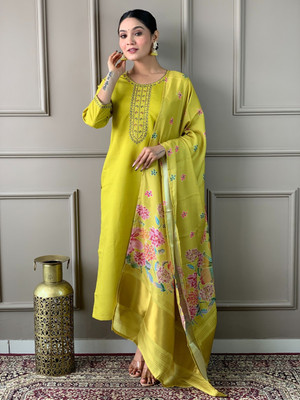 Vaidehi Fashion Embroidered Kurta, Trouser/Pant & Dupatta Set