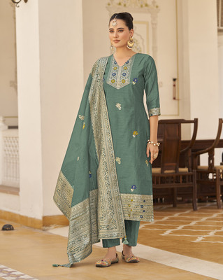 Fourleaf Woven Kurta, Trouser/Pant & Dupatta Set
