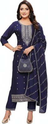 PickCell Embroidered Kurta, Trouser/Pant & Dupatta Set