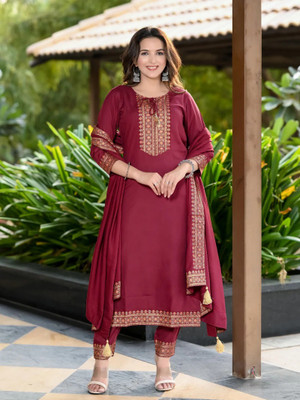 Bairaj Embellished Kurta, Dhoti Pant & Dupatta Set