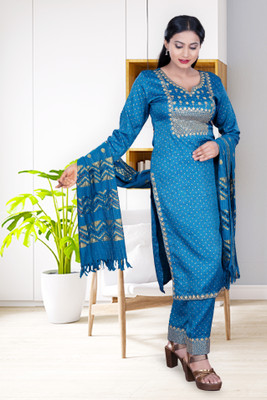 SABRANG MIX & MATCH Embroidered Kurta, Trouser/Pant & Dupatta Set