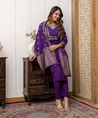 River of cloth Embroidered Kurta, Trouser/Pant & Dupatta Set