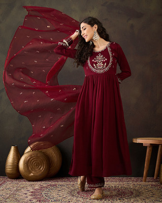 SheWill Embroidered Kurta, Trouser/Pant & Dupatta Set