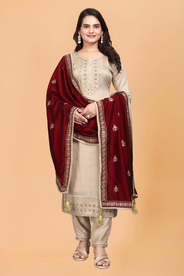 sthreevastra Embroidered Kurta, Trouser/Pant & Dupatta Set