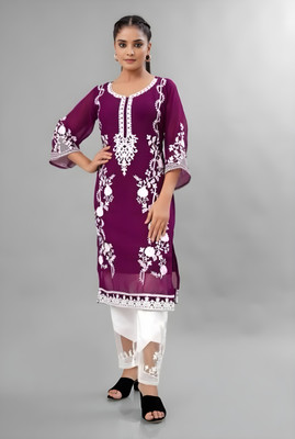 S B Senjaliya Embroidered Kurta, Trouser/Pant & Dupatta Set