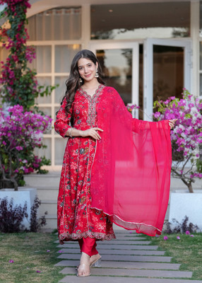 TOULIN FAB Floral Print Kurta, Trouser/Pant & Dupatta Set