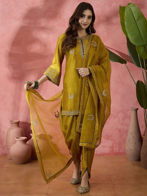 Sangria Embroidered Kurta, Dhoti Pant & Dupatta Set