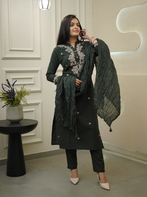 HOUSE OF COMMON Embroidered Kurta, Trouser/Pant & Dupatta Set