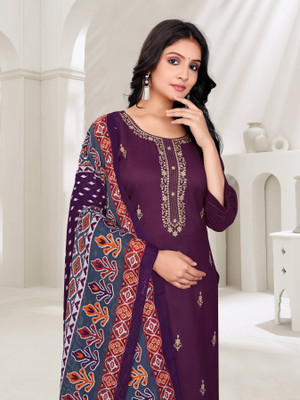 tradenest Embroidered Kurta, Salwar & Dupatta Set