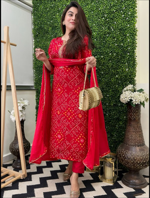 KUNAM FASHION Solid Kurta, Trouser/Pant & Dupatta Set