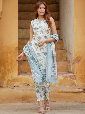 Zinsy Creation Printed Kurta, Trouser/Pant & Dupatta Set