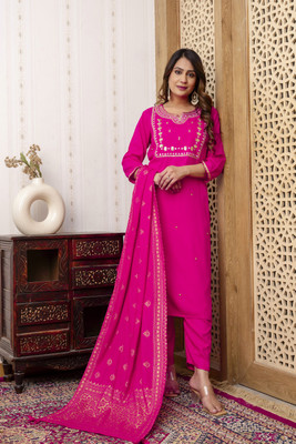Maa Bhakti Enterprise Printed Kurta, Trouser/Pant & Dupatta Set