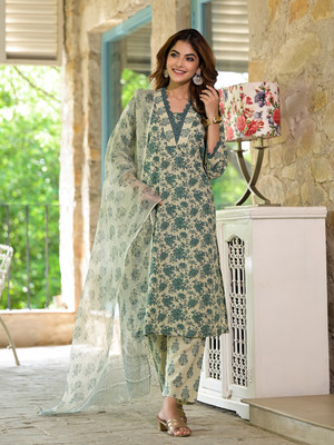 DIVENA Floral Print Kurta, Trouser/Pant & Dupatta Set