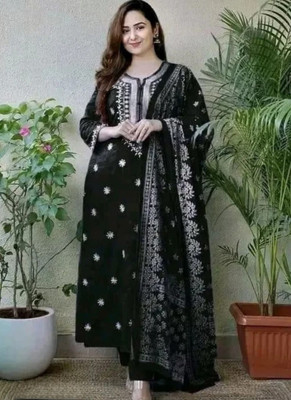 Claria Creation Embroidered Kurta, Trouser/Pant & Dupatta Set
