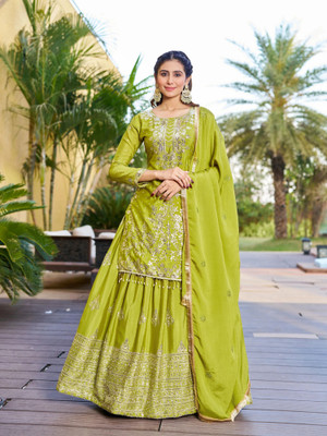 ANJANI Embroidered Kurta, Palazzo & Dupatta Set