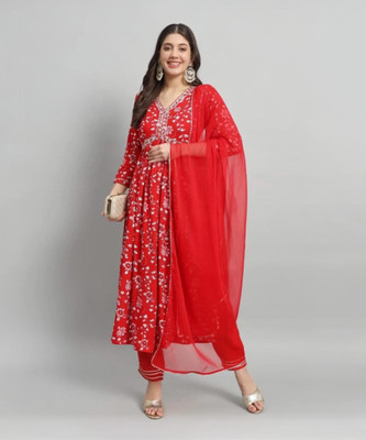 AF ASHA FABRICS Printed Kurta, Trouser/Pant & Dupatta Set