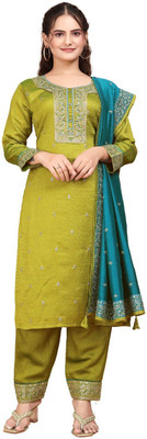 sthreevastra Floral Print Kurta, Trouser/Pant & Dupatta Set