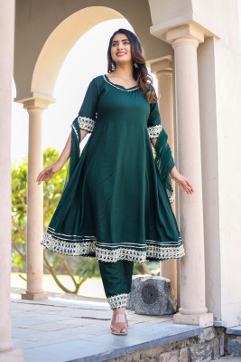 kumar creation Embroidered Anarkali Kurta, Bottom & Dupatta Set