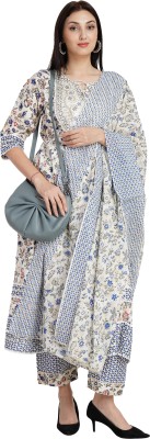 Ha Meem Embroidered, Printed Kurta, Trouser/Pant & Dupatta Set