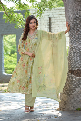 dheylu Floral Print Kurta, Trouser/Pant & Dupatta Set