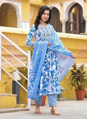 HRITVI FAB Embroidered Kurta, Trouser/Pant & Dupatta Set