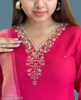 FARHATFASHION Embroidered Kurta, Trouser/Pant & Dupatta Set