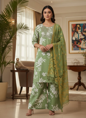 PSSSTYLER Printed Kurta, Palazzo & Dupatta Set