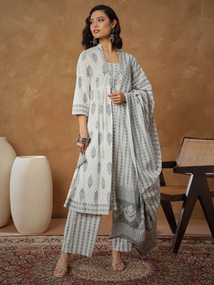 Shae By SASSAFRAS Printed Kurta, Trouser/Pant & Dupatta Set