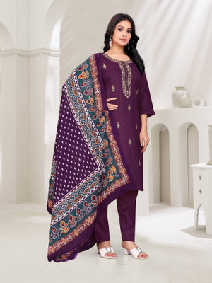 Talavad Embroidered Kurta, Churidar & Dupatta Set