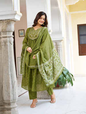 VHCLOTHES Printed Kurta, Palazzo & Dupatta Set