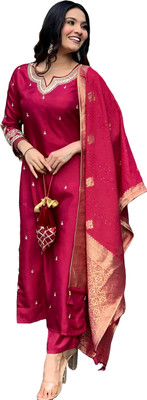 J4 Fab Embroidered Kurta, Trouser/Pant & Dupatta Set