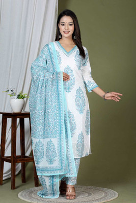 JR Enterprises Embroidered Kurta, Patiala & Dupatta Set