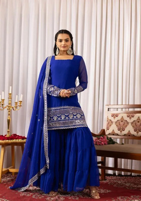 Gelanifashion Women Kurti Sharara Attached Dupatta Set