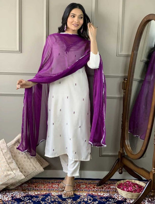 Shree Chamunda Fab Embroidered Kurta, Trouser/Pant & Dupatta Set